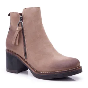 FRJEIN Women's Boots On A Heel Warm Felt Beige Delia