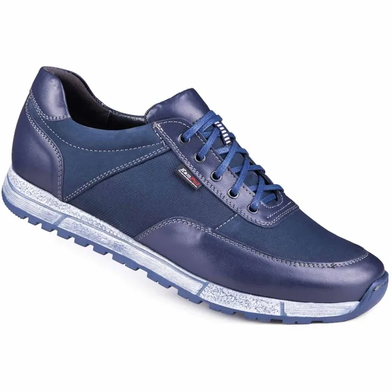 Kampol Leren casual herenschoenen 31/54 marineblauw
