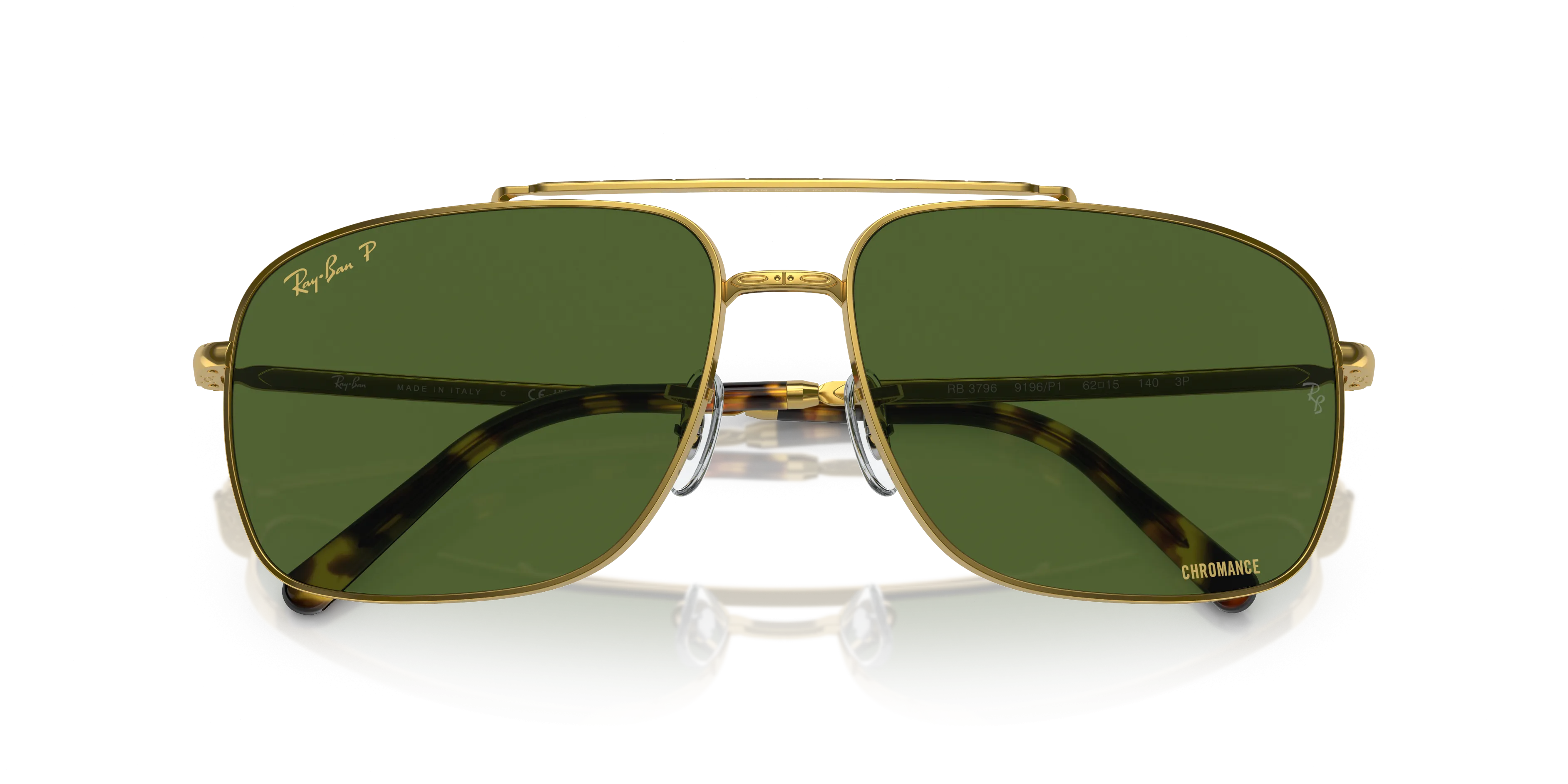 RAYBAN RB3796 L (59  15) GEPOLARISEERD WITH GROEN LENSES AND GOUD FRAME