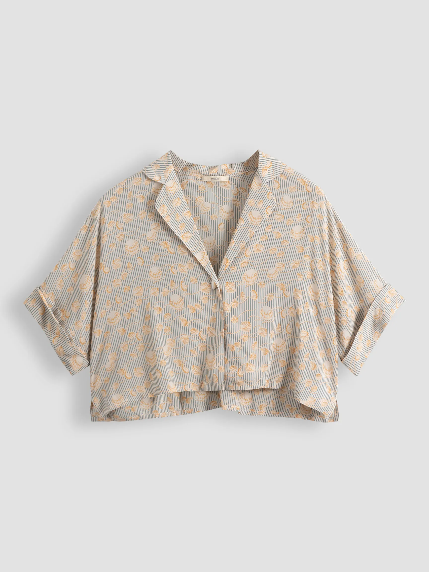 Sessun Cochi, viscose cropped blouse met print