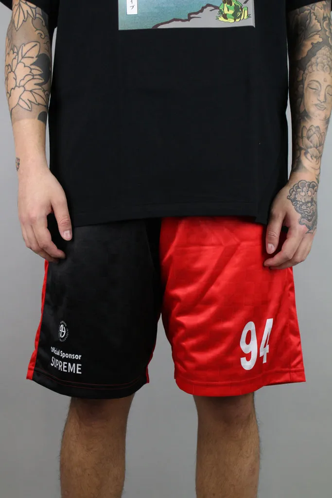 SUPREME SPLIT SOCCER SHORT 'BLACK/RED'  LARGE (ARCHIVE)