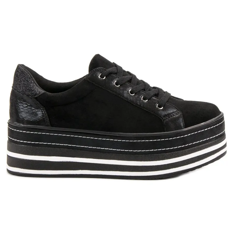 Weide Sneakers op het platform zwart