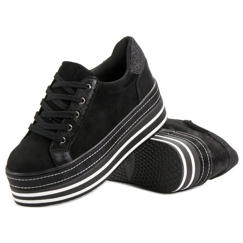 Weide Sneakers op het platform zwart